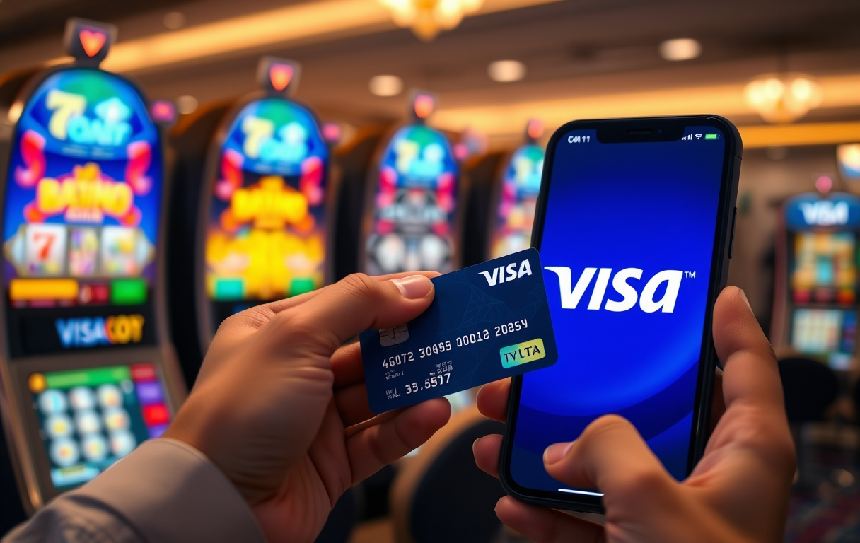 Norsk Visa debitkort ved siden av mobiltelefon med casino-kasse