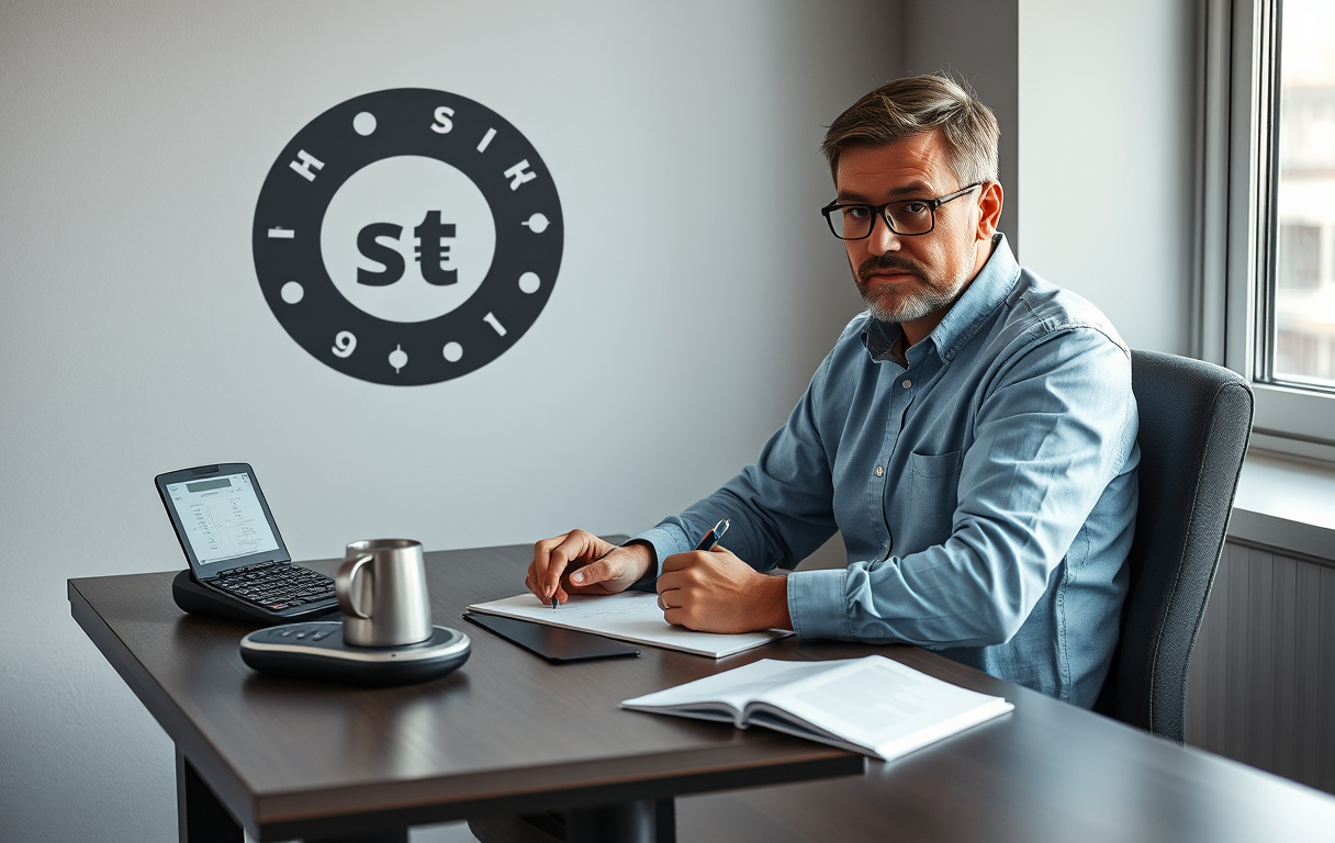 Norsk skattebetaler fyller ut skattemelding med casinogevinst, kalkulator og kaffekopp på bordet.