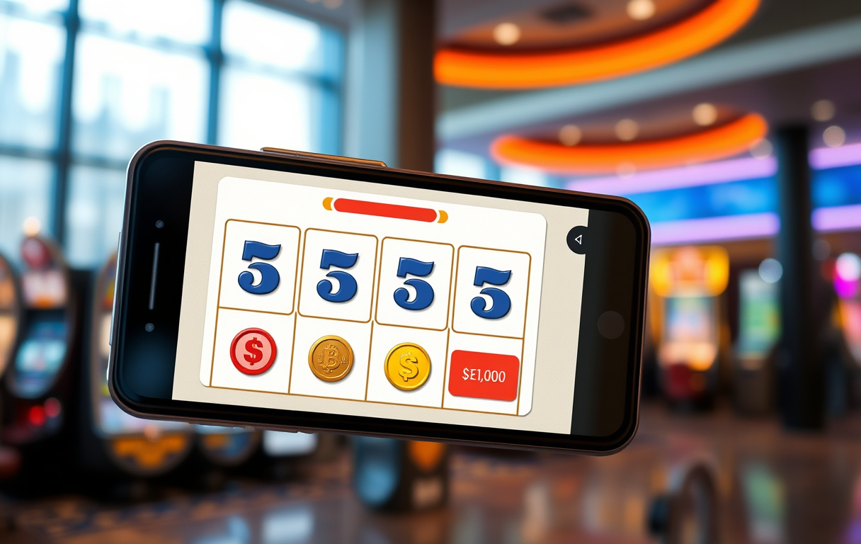 Mobilskjerm som viser et digitalt skrapelodd med tre like symboler og gevinstutbetaling.